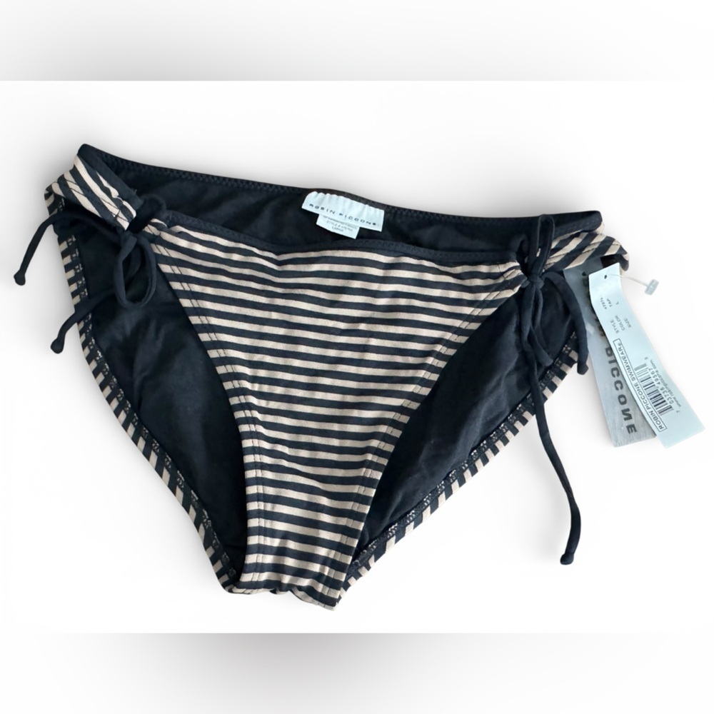 Robin Piccone Striped Bikini Bottom Large NWT | Tie Side | Style 470763